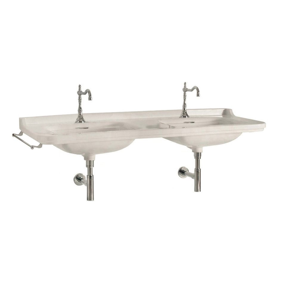 Ws Bath Collections Waldorf Ceramic White 59 1 10 Wall Mounted Double