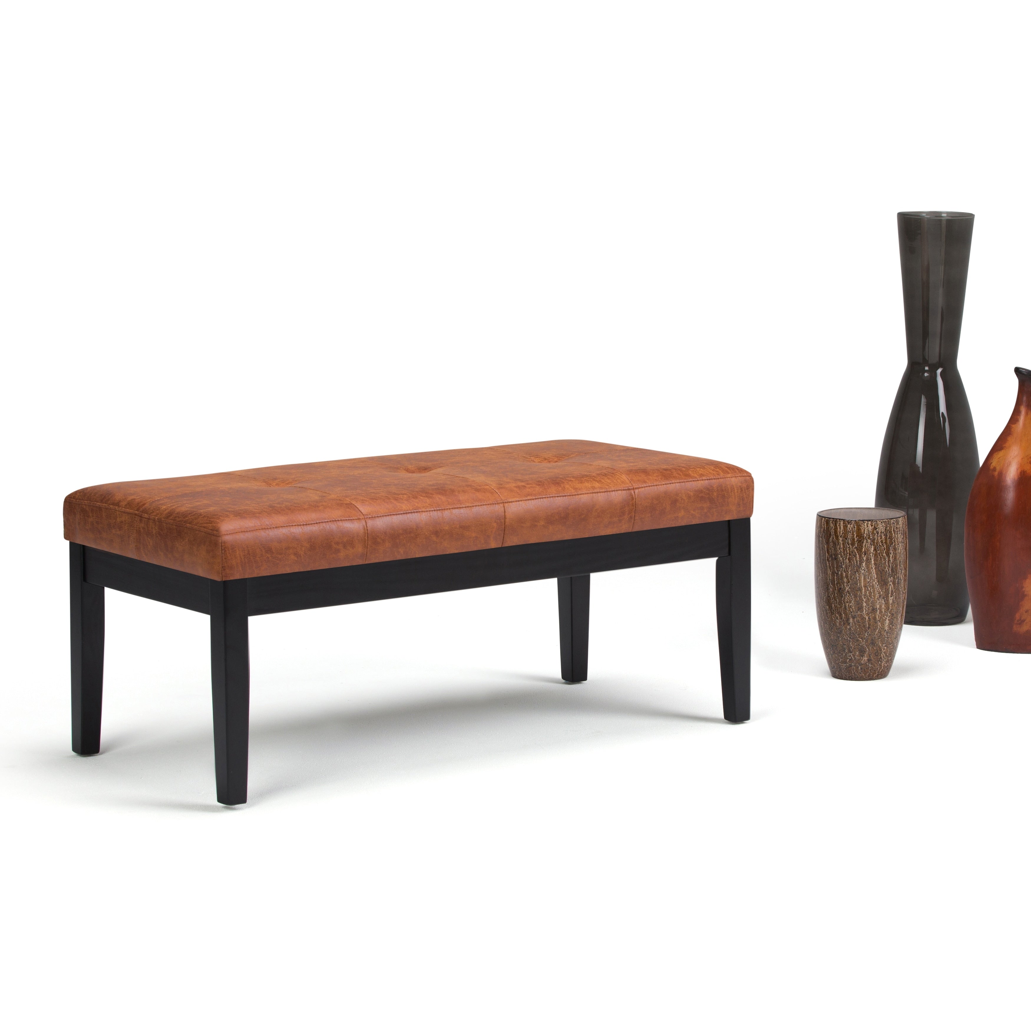 Wyndenhall Abbey Faux Leather Tufted Ottoman Bench