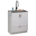 Wyndenhall Alma 28 Inch All In One Laundry Cabinet With Stainless Steel Sink Pull Out Faucet White