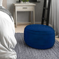 The Curated Nomad Holladay Round Pouf In Turquoise Velvet