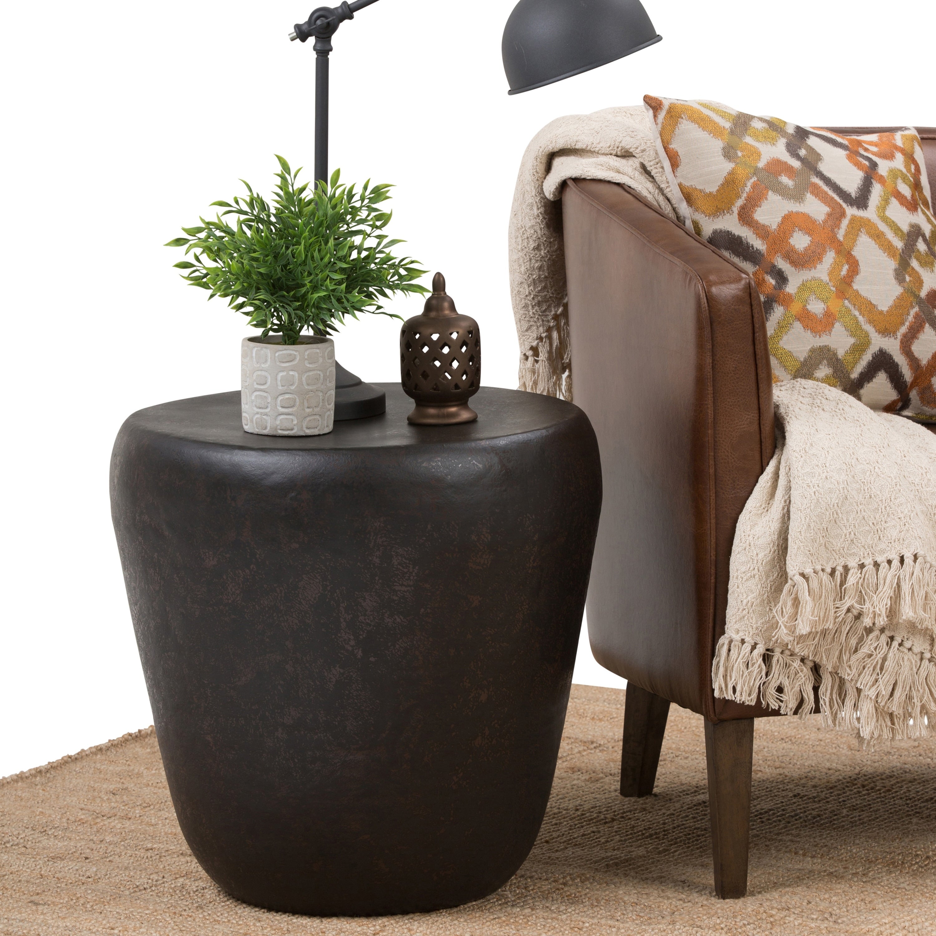 Wyndenhall Beaton Metal Accent Side End Table In Rustic Bronze
