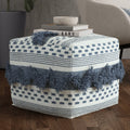 Wyndenhall Bowden Hand Woven Square Cotton Pouf Ottoman In Grey And Ivory