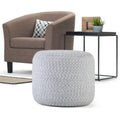 Wyndenhall Brodie Transitional Round Braided Pouf In Blue Natural Cotton