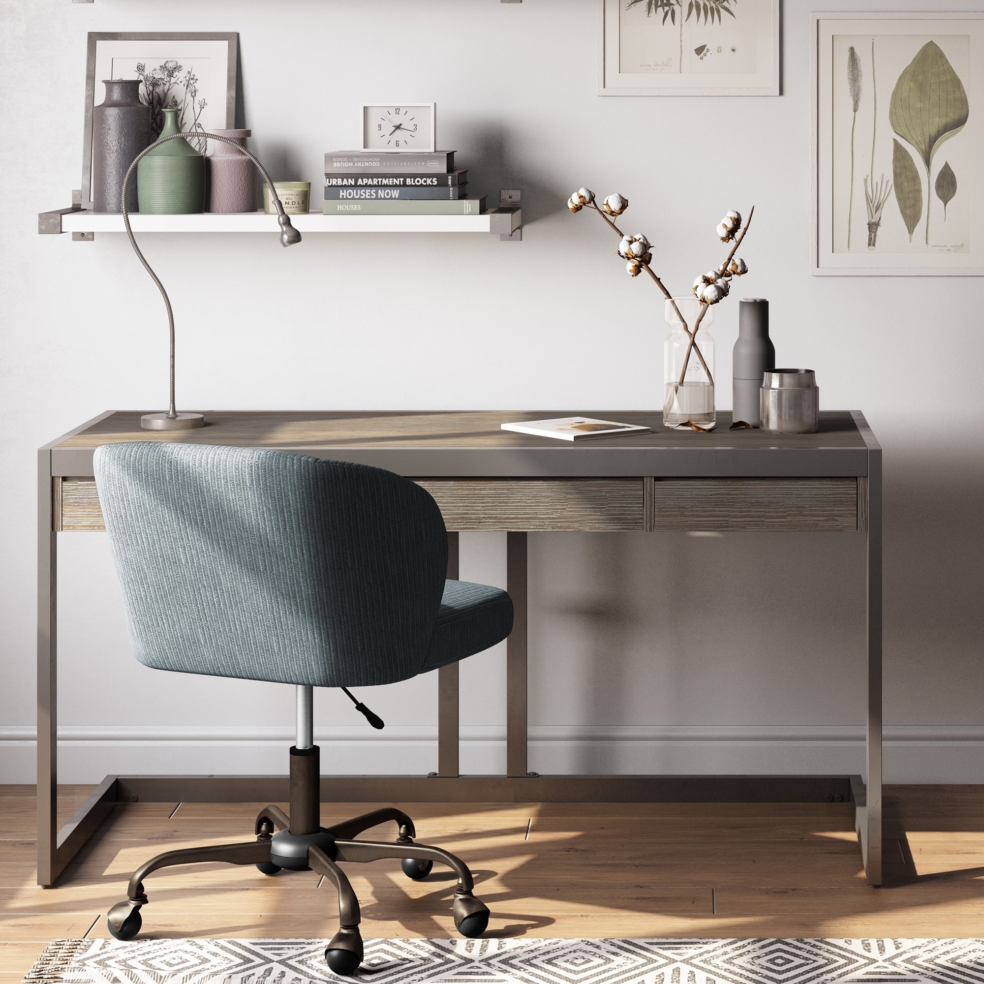 Wyndenhall Cecilia Modern Industria Solid Acacia Wood Metal Desk