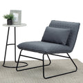 Wyndenhall Cohan 25 Inch Wide Contemporary Accent Chair With Lumbar Pillow In Grey Linen Look Fabric 25.2 X 28.7 X 28