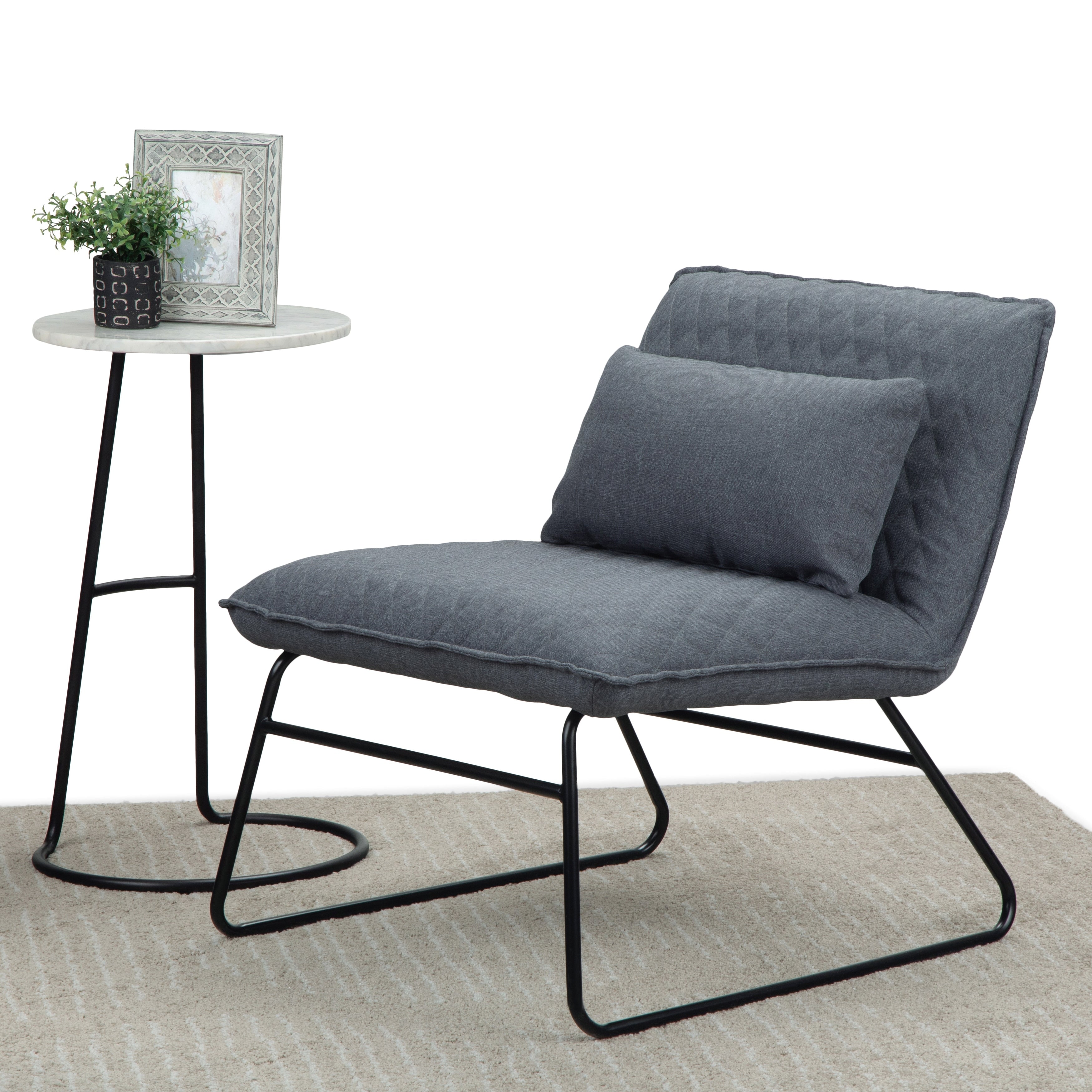 Wyndenhall Cohan 25 Inch Wide Contemporary Accent Chair With Lumbar Pillow In Grey Linen Look Fabric 25.2 X 28.7 X 28