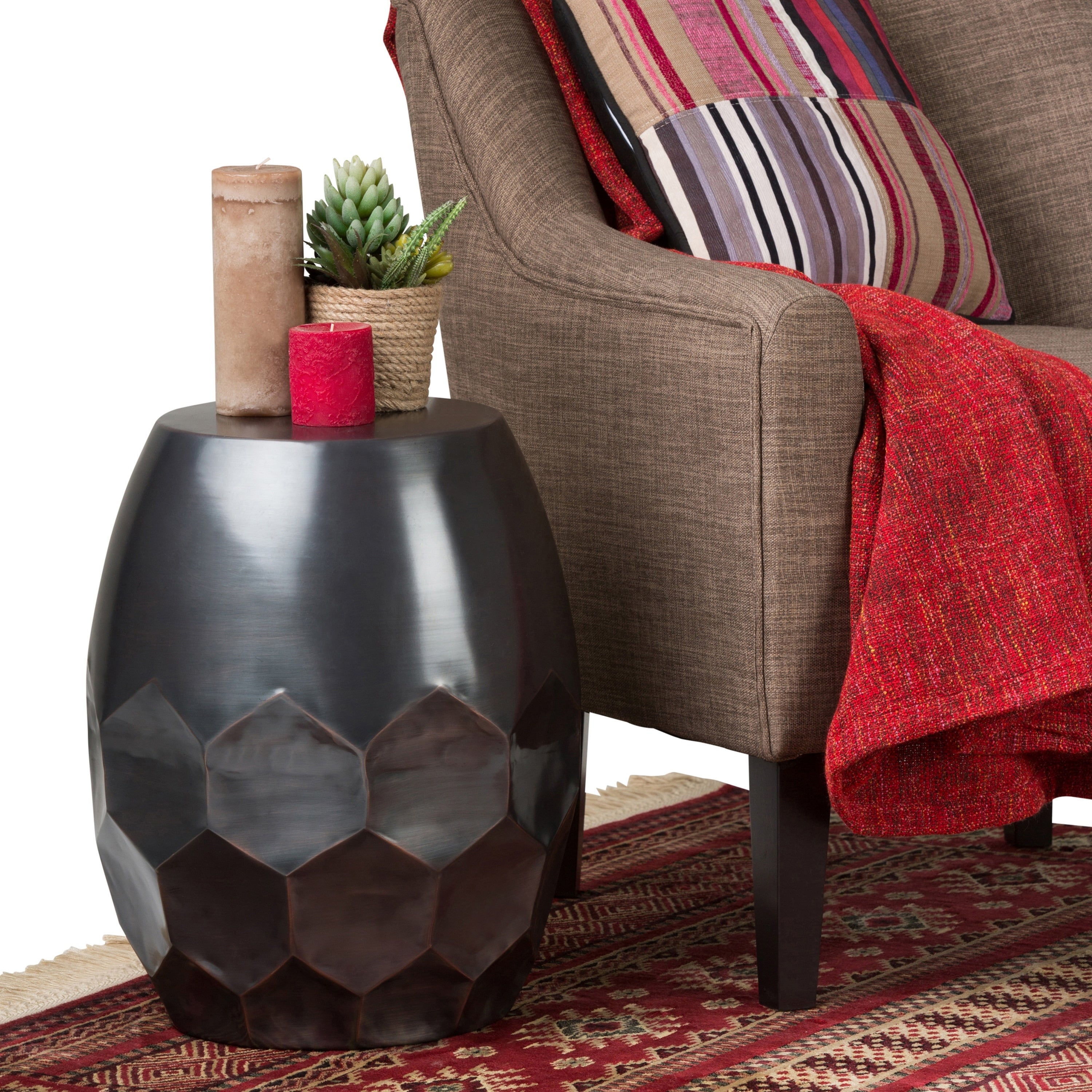 Wyndenhall Cristy Metal Accent Side End Table In Antique Copper