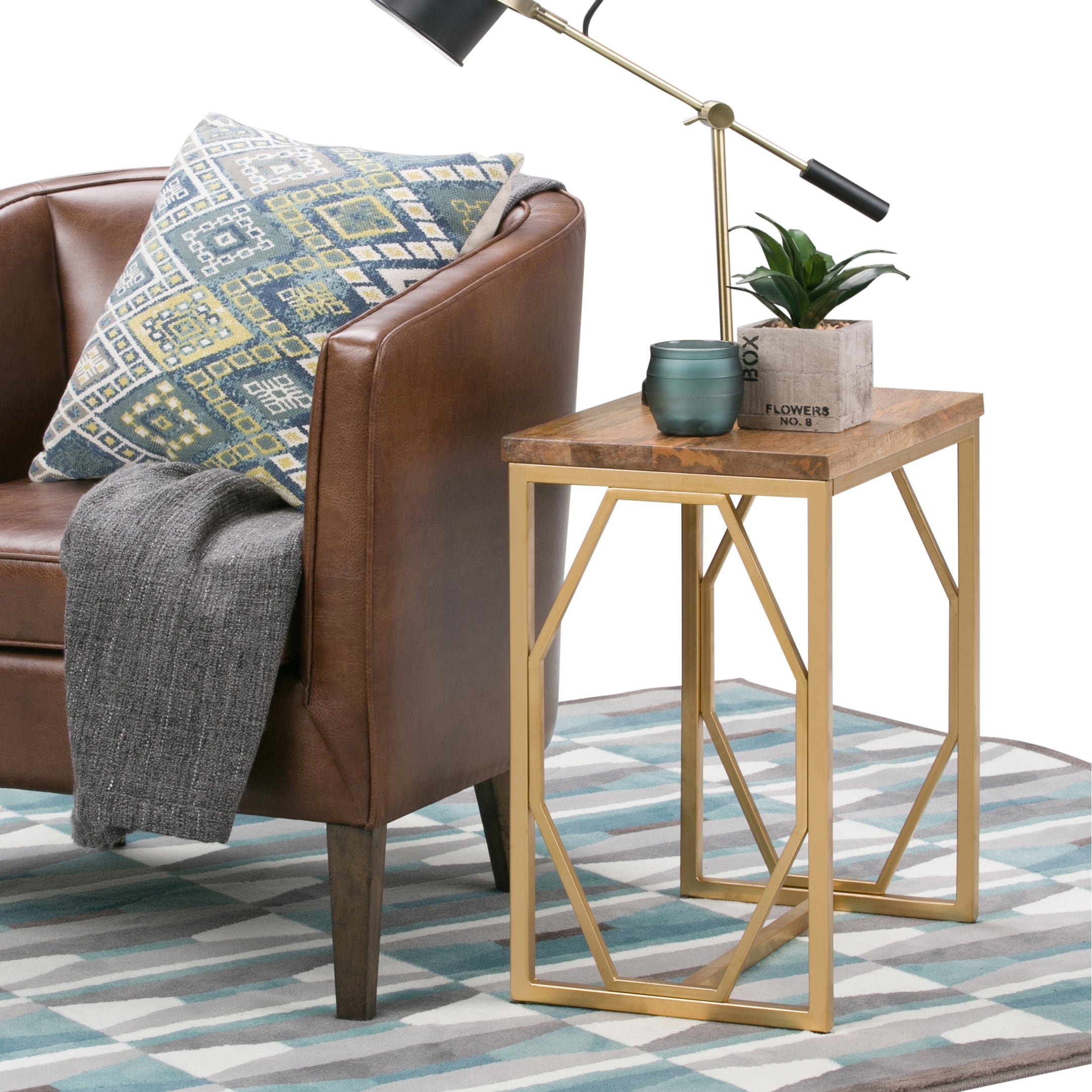Wyndenhall Ebsen Metal And Solid Mango Wood Accent Side End Table