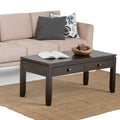 Wyndenhall Essex Solid Wood 42 Inch Wide Contemporary Coffee Table Mahogany Brown