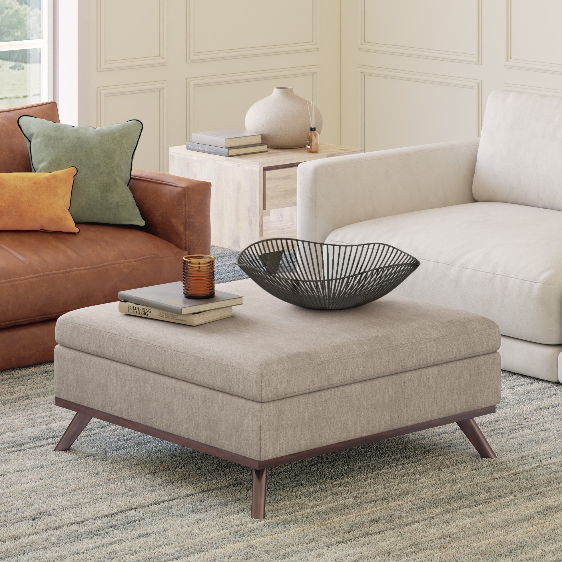 Wyndenhall Ethan 36 Inch Wide Mid Century Modern Square Table Ottoman