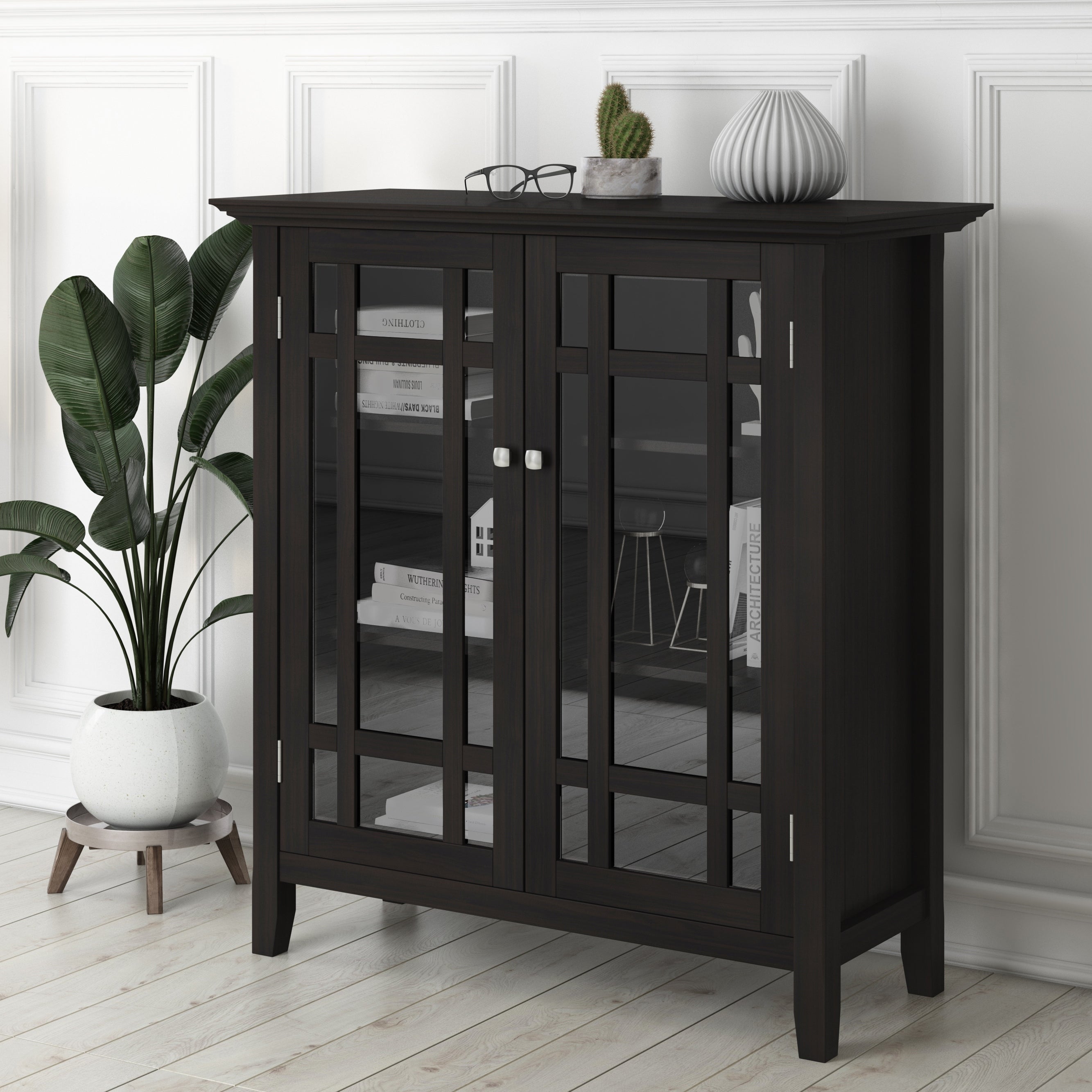 Wyndenhall Freemont Dark Tobacco Brown Medium Storage Media Cabinet Buffet 42.2 H X 37 W X 19 D