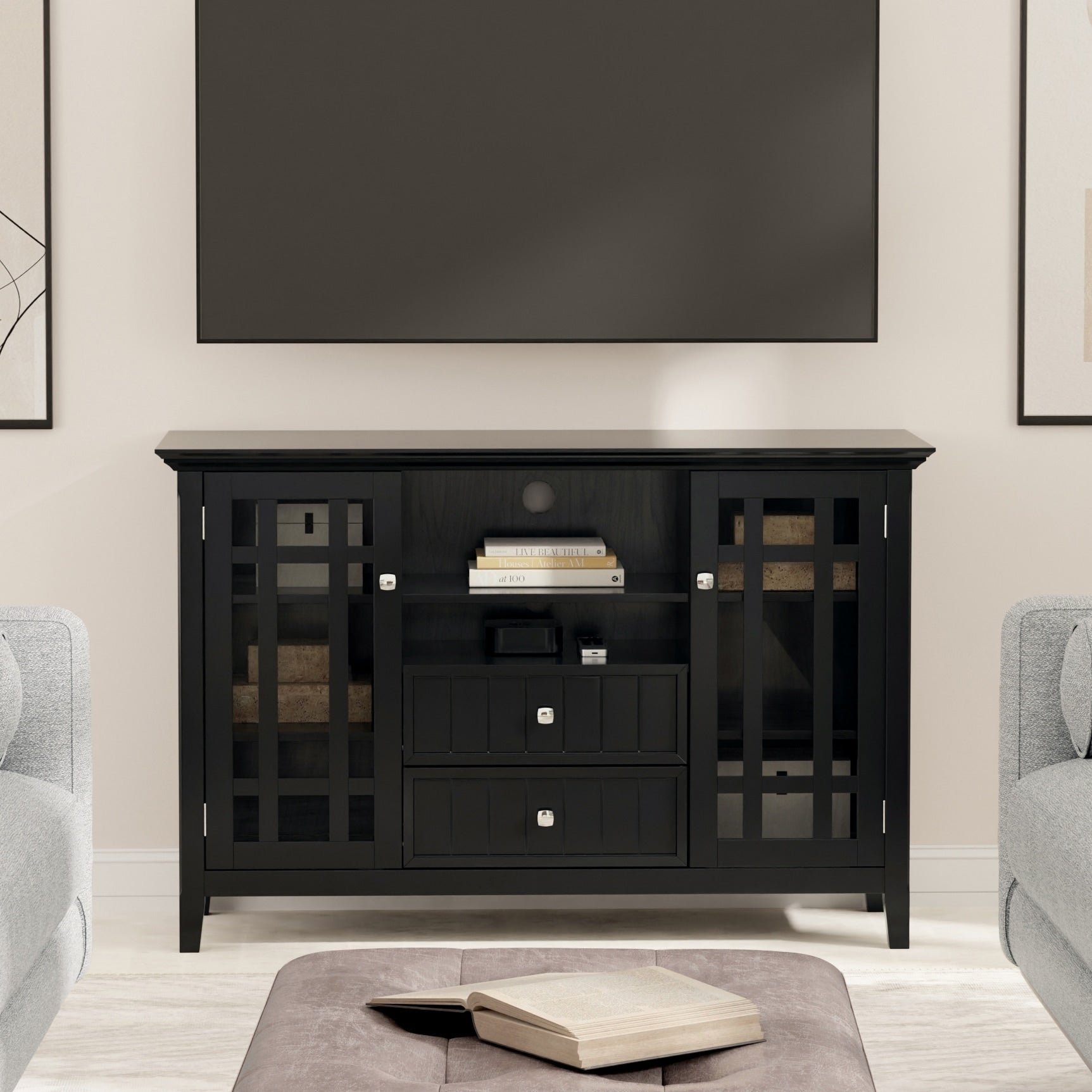 Wyndenhall Freemont Solid Wood 53 Inch Wide Rustic Tv Media Stand In Tobacco Brown For Tvs Up To 55 Inches