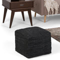 Wyndenhall Garcia Woven Leather Square Pouf