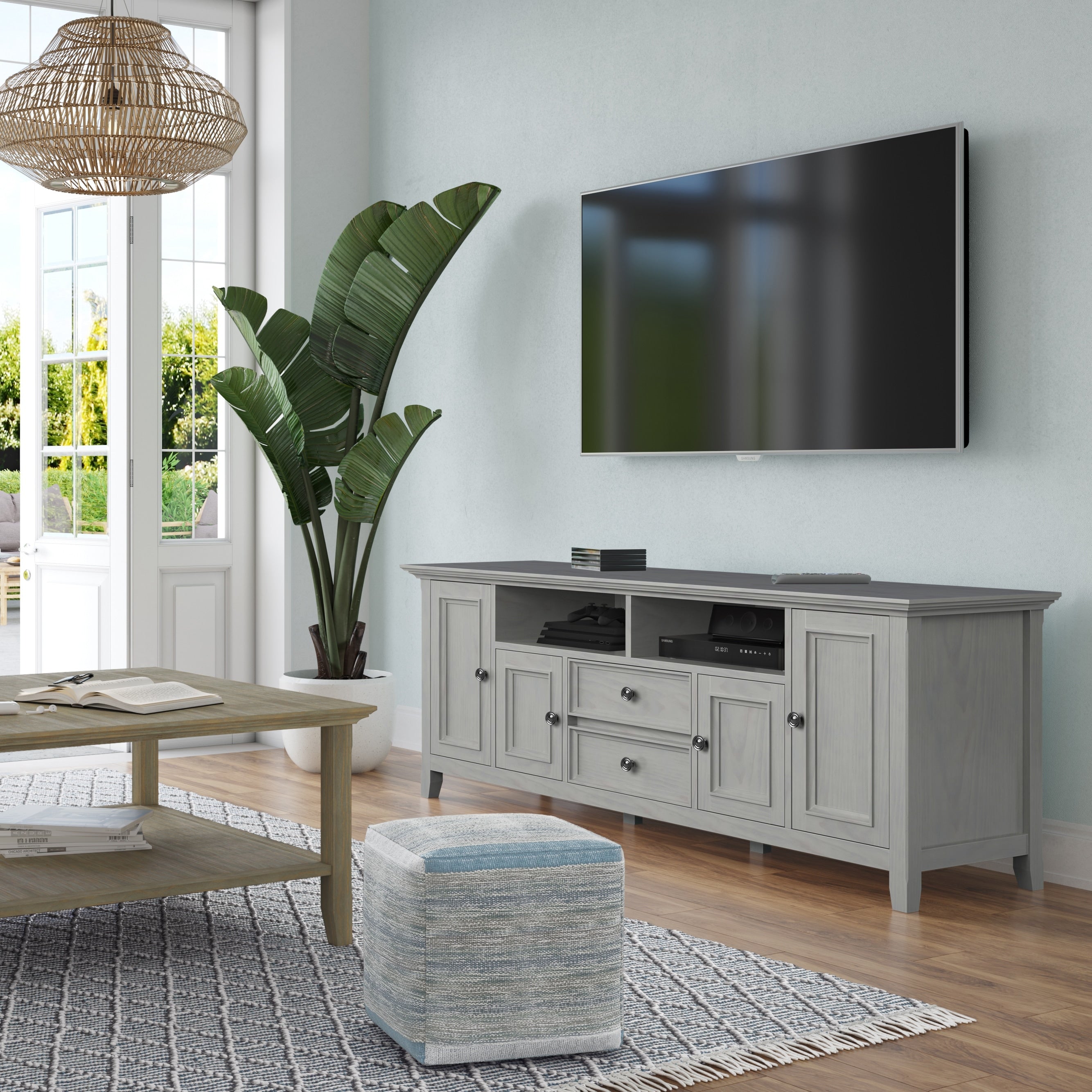 Wyndenhall Halifax Solid Wood 72 Inch Wide Tv Media Stand In Dark Brown For Tvs Up To 80 Inches
