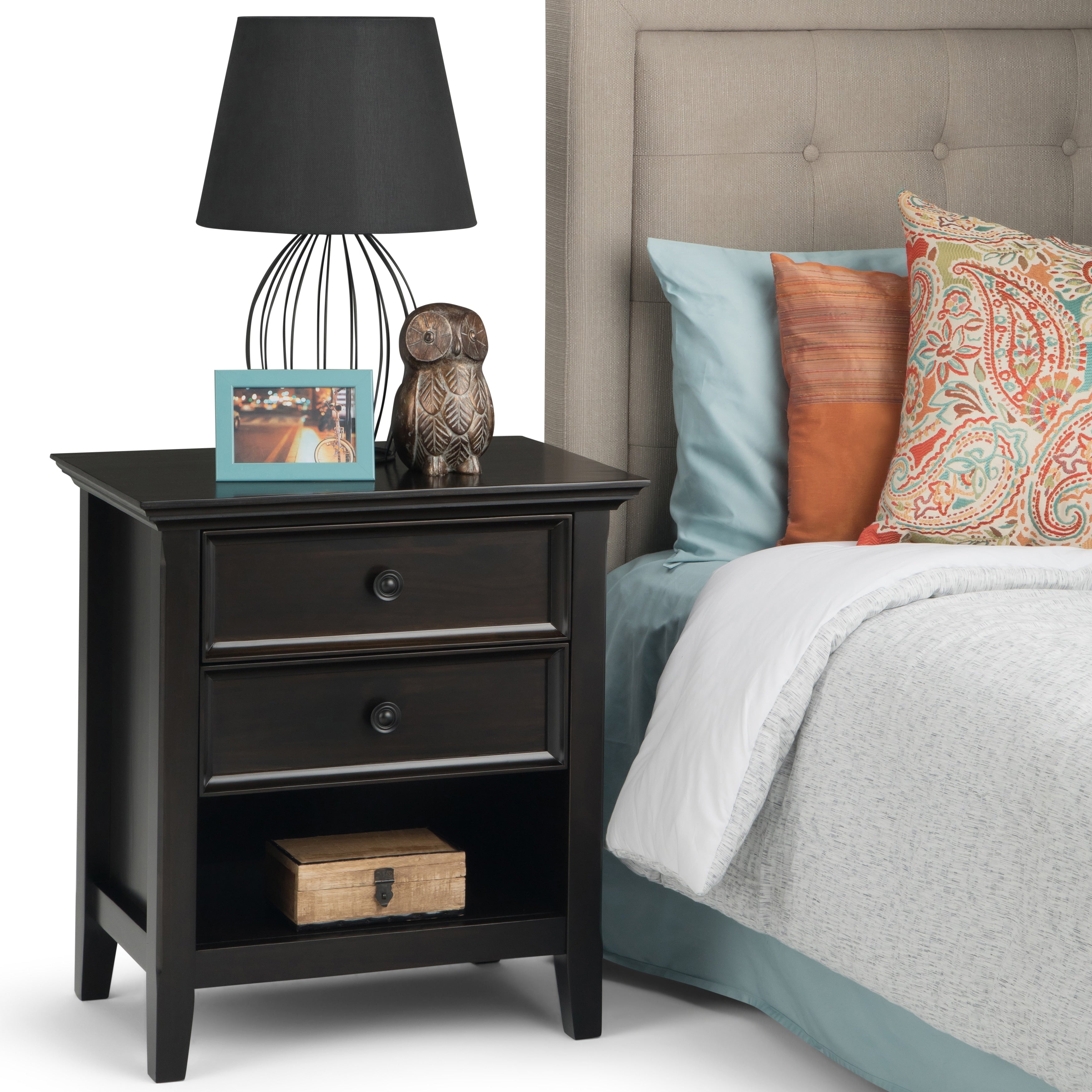 Wyndenhall Halifax Solid Wood 24 Inch Wide Traditional Bedside Nightstand Table In Dark Brown