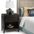 Wyndenhall Hampshire Solid Wood 24 Inch Wide Transitional Bedside Nightstand Table In Dark Chestnut Brown