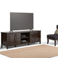 Wyndenhall Hampshire Solid Wood 72 Inch Wide Traditional Tv Media Stand In Dark Chestnut Brown For Tvs Up To 80 Inches