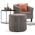 Wyndenhall Jordi Contemporary Round Braided Pouf In Natural Jute