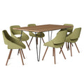 Wyndenhall Malone Mid Century Modern Iv 7 Pc Dining Set With 6 Upholstered Bentwood Dining Chairs And 66 Inch Wide Table