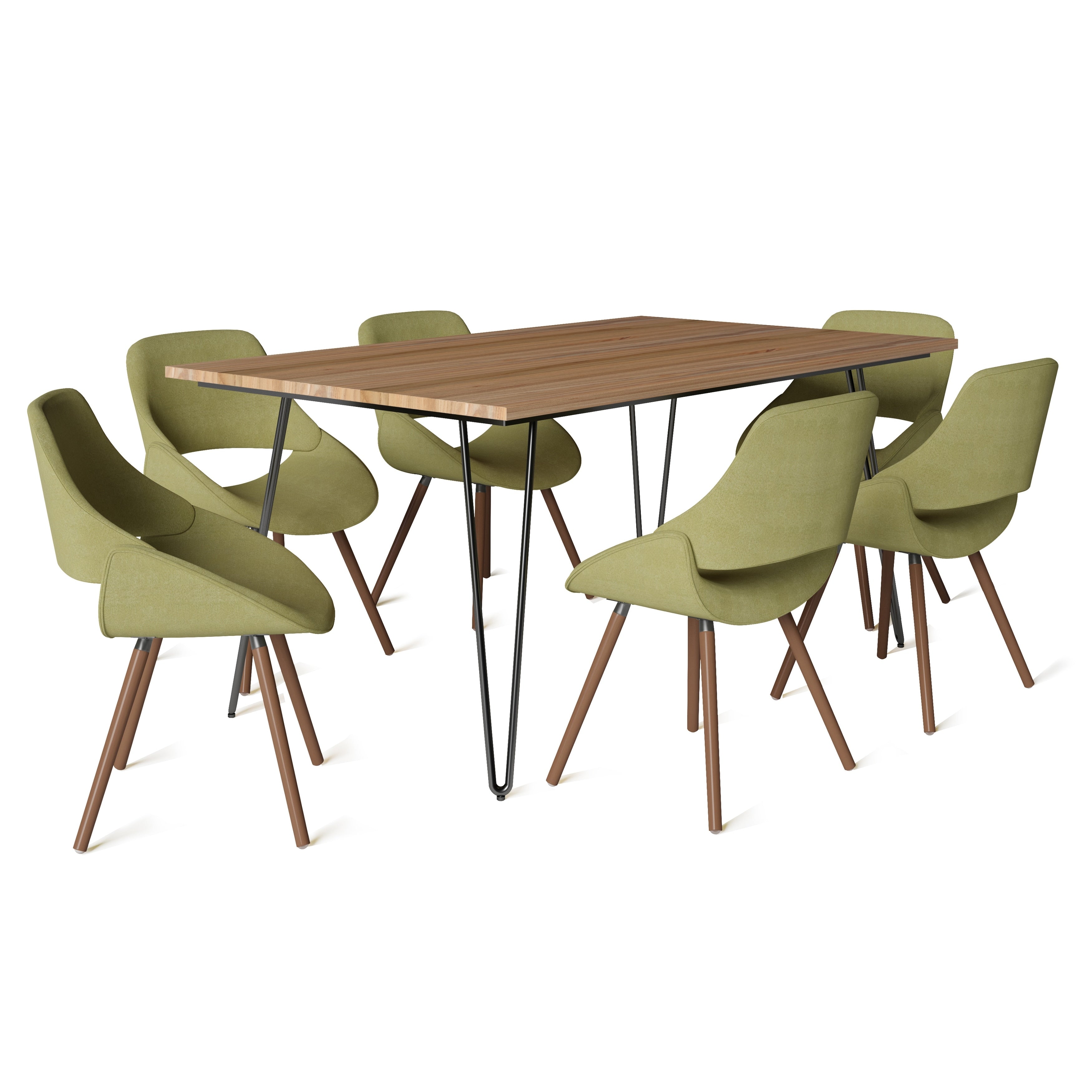 Wyndenhall Malone Mid Century Modern Iv 7 Pc Dining Set With 6 Upholstered Bentwood Dining Chairs And 66 Inch Wide Table