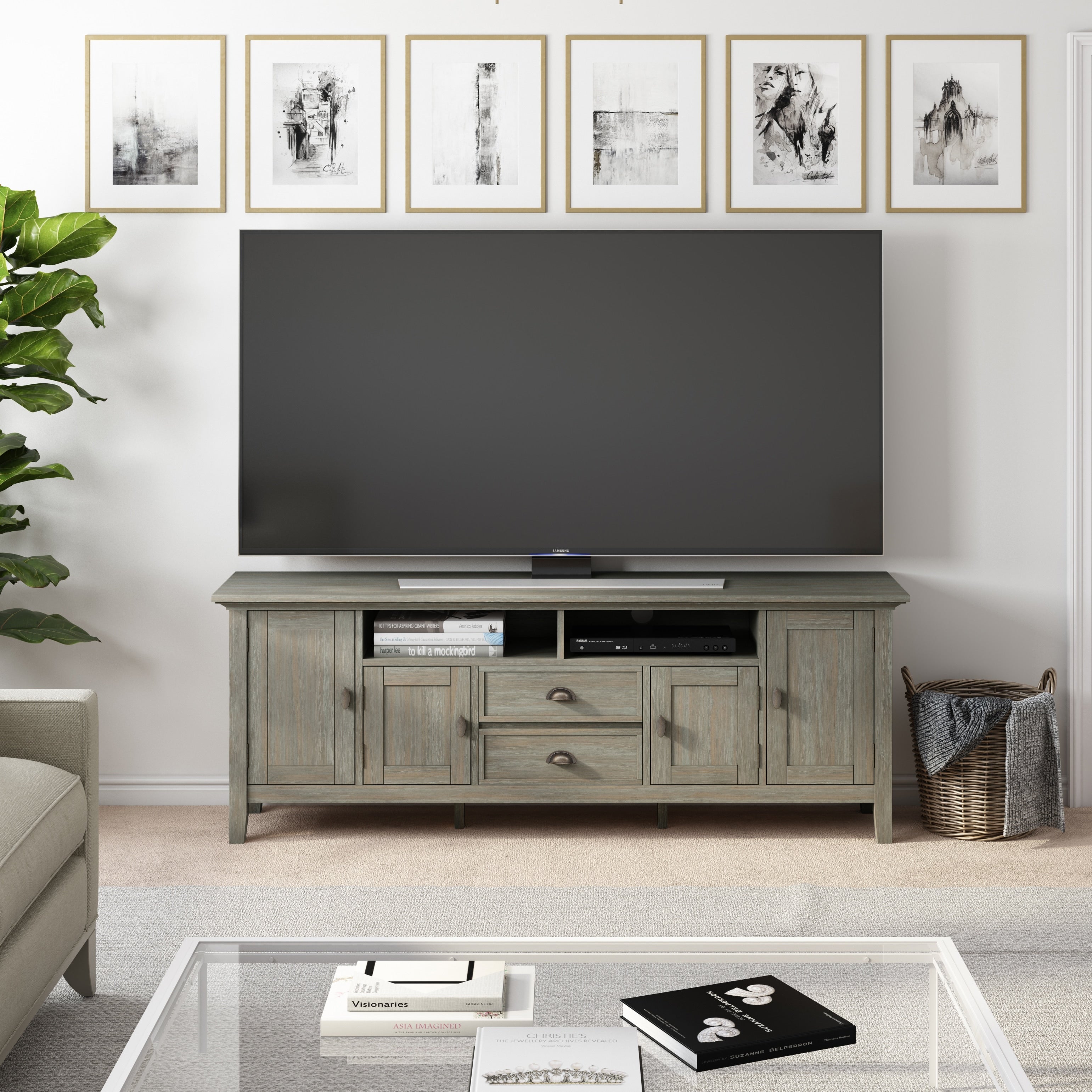 Wyndenhall Mansfield Solid Wood 72 Inch Wide Rustic Tv Media Stand In Rustic Natural Aged Brown For Tvs Up To 80 Inches