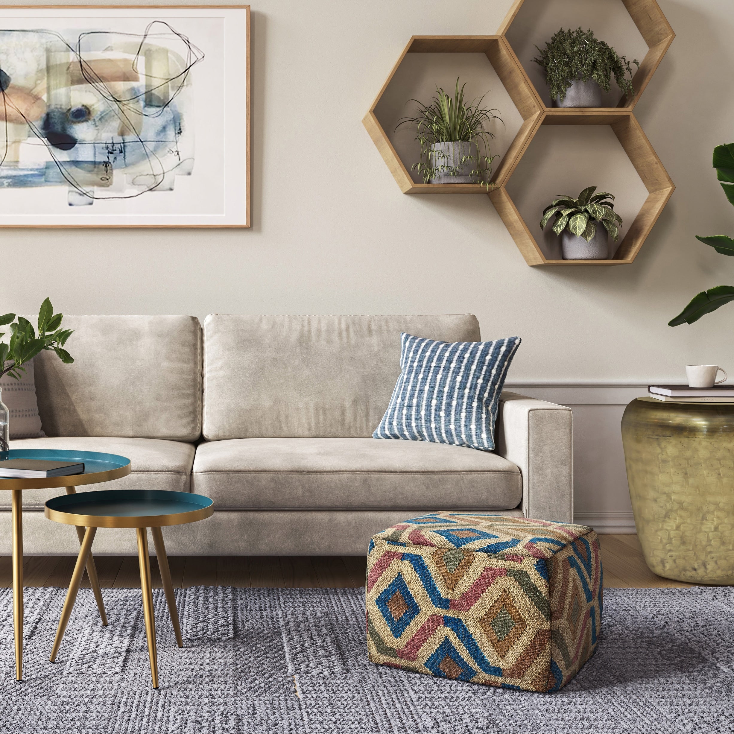 Wyndenhall Mirella Kilim Patterned Square Pouf
