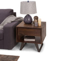 Wyndenhall Mitchell Solid Acacia Wood Metal 22 Inch Wide Square Modern Industrial End Table In Distressed Charcoal Brown