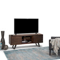 Wyndenhall Mitchell Solid Acacia Wood 63 Inch Industrial Tv Media Stand In Distressed Charcoal Brown For Tvs Up To 65 Inches