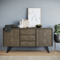 Wyndenhall Mitchell Solid Acacia Wood And Metal 60 Inch Wide Modern Industrial Sideboard Buffet In Distressed Charcoal Brown