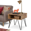 Wyndenhall Moreno Solid Mango Wood And Metal Industrial Square End Table With Hairpin Legs