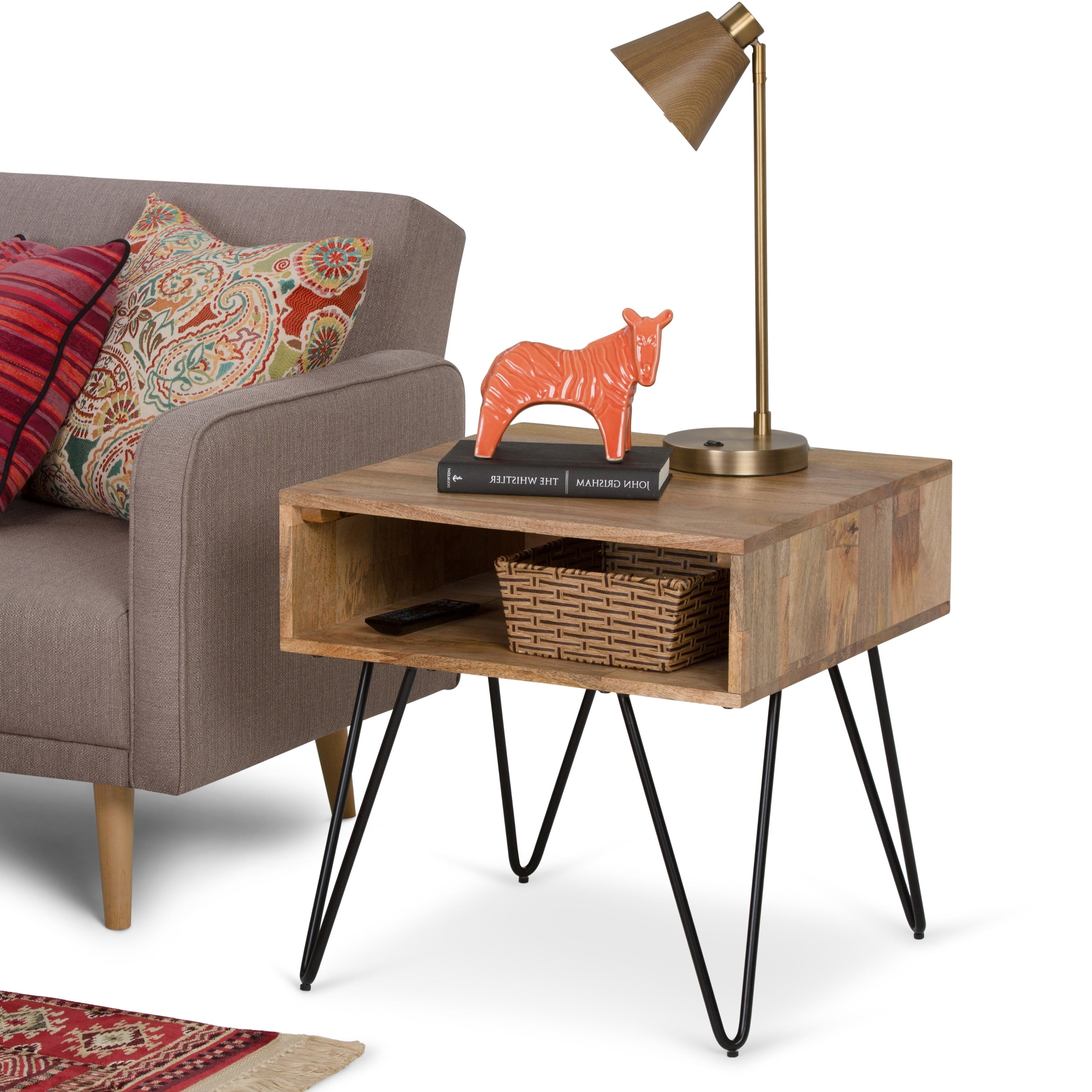 Wyndenhall Moreno Solid Mango Wood And Metal Industrial Square End Table With Hairpin Legs