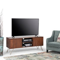 Wyndenhall Moreno Solid Mango Wood And Metal Mid Century Modern Tv Media Stand In Natural For Tvs Up To 65 Inches