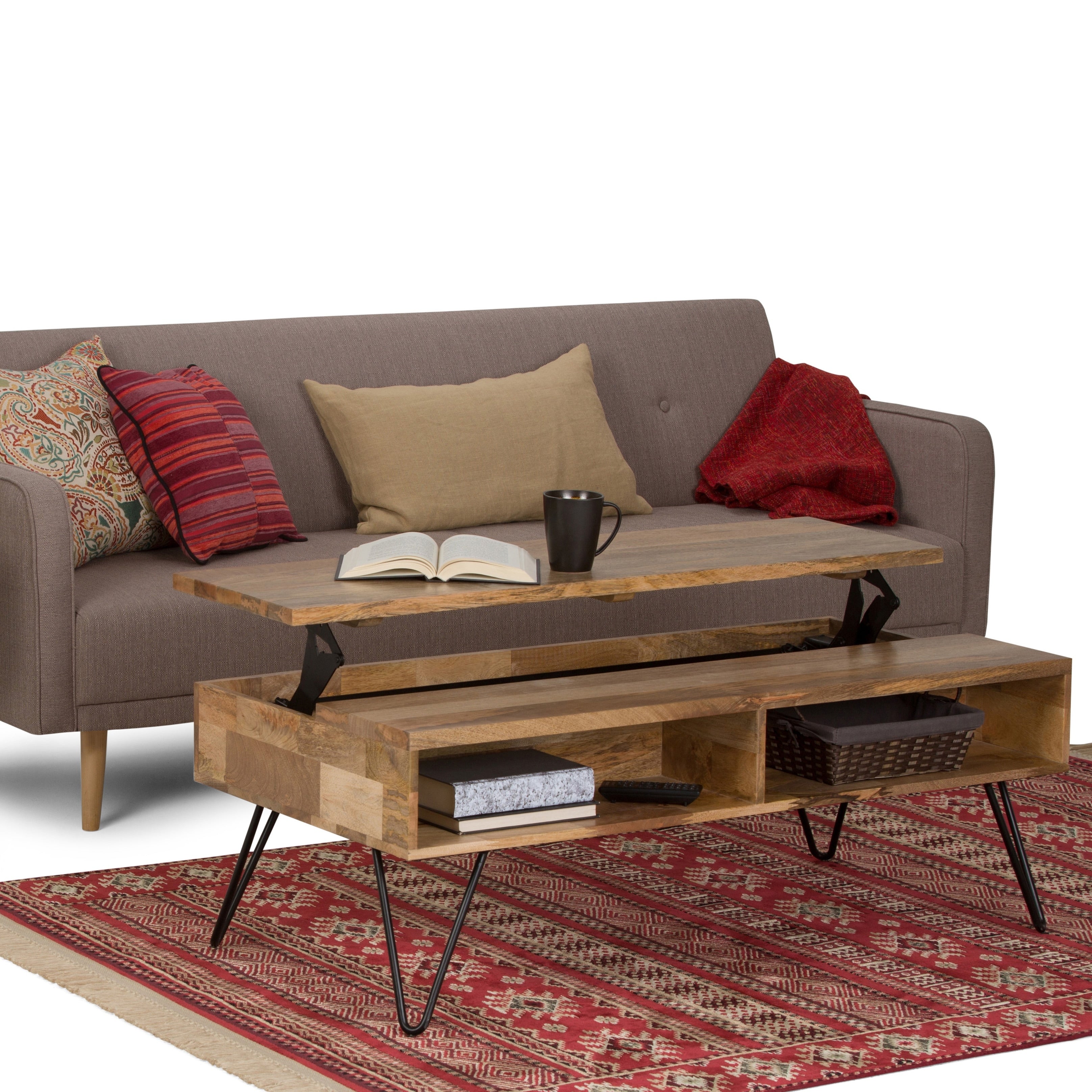 Carbon Loft Quarmby Solid Mango Wood And Metal Lift Top Coffee Table