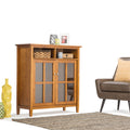 Wyndenhall Norfolk Solid Wood 39 Inch Wide Rustic Medium Storage Media Cabinet In Honey Brown
