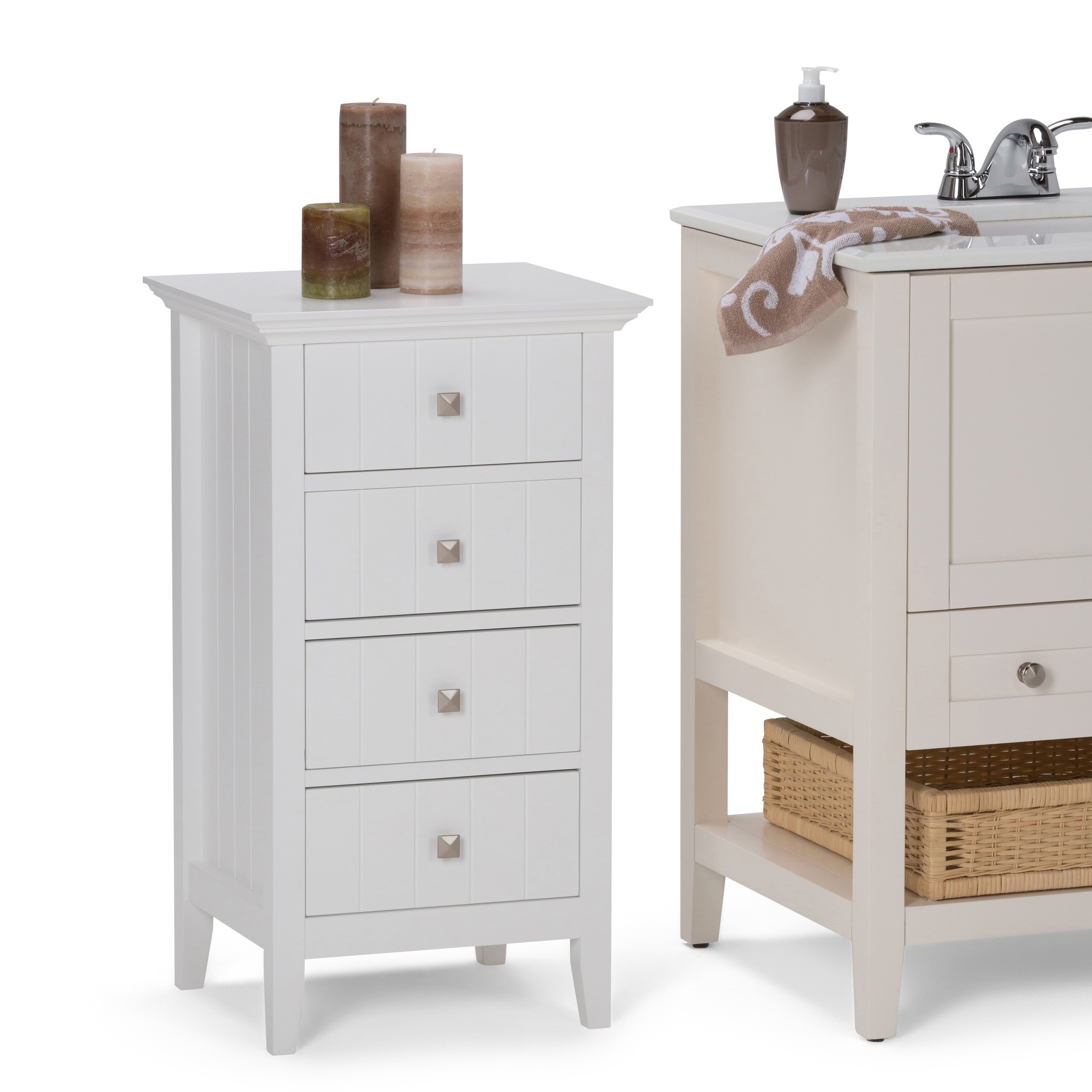 Wyndenhall Normandy 4 Drawer Floor Bath Cabinet In White
