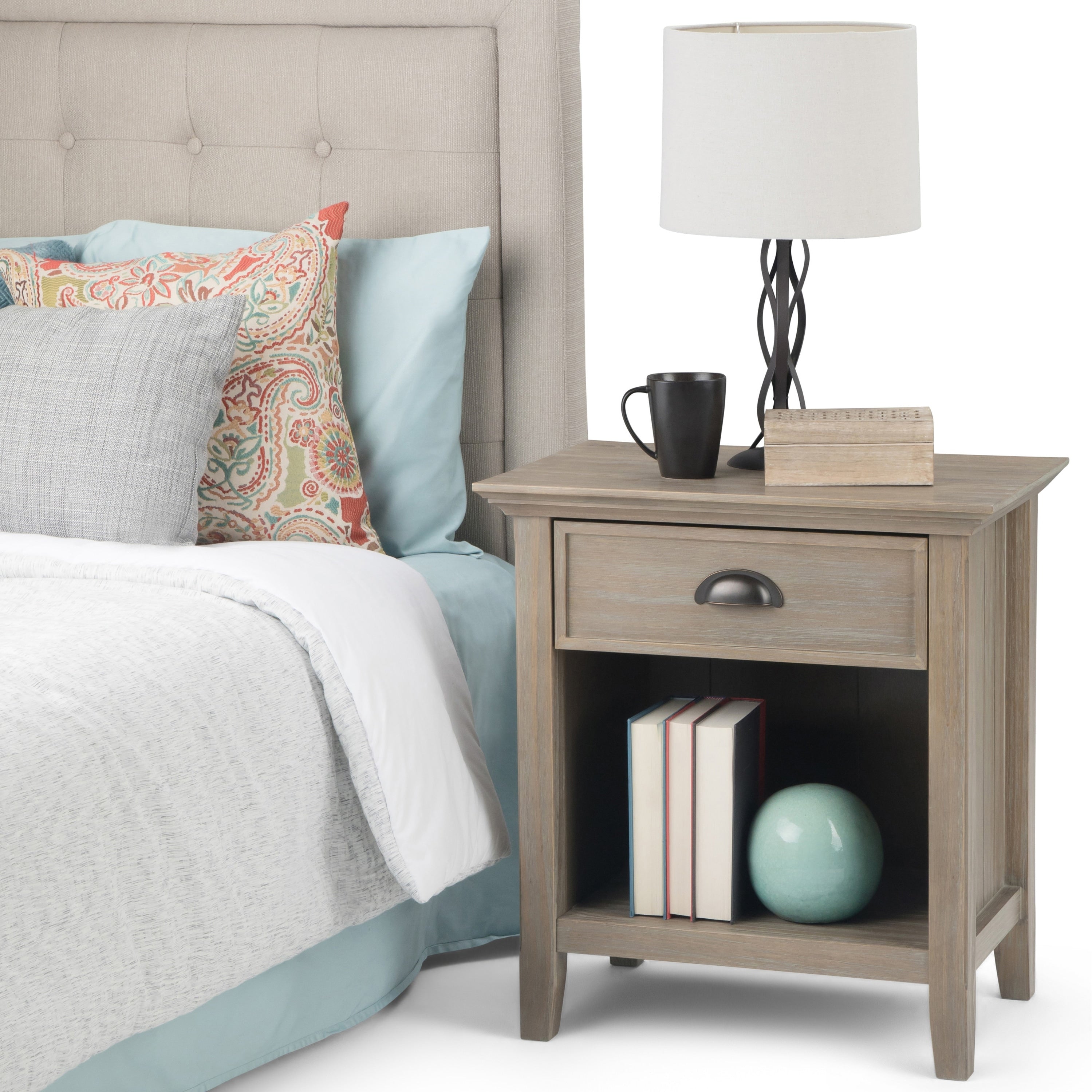 Wyndenhall Normandy Solid Wood 24 Inch Wide Rustic Bedside Nightstand Table