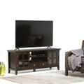 Wyndenhall Normandy Solid Wood 60 Inch Wide Rustic Tv Media Stand In Tobacco Brown For Tvs Up To 65 Inches