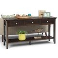 Wyndenhall Normandy Solid Wood Wide Console Sofa Table In Tobacco Brown