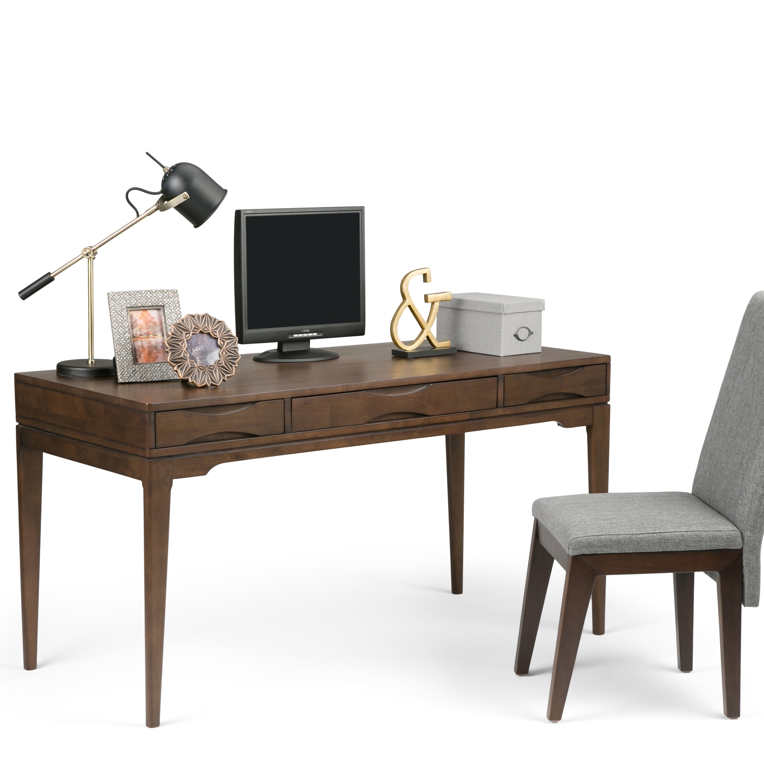 Wyndenhall Pearson Solid Hardwood Office Desk In Walnut Brown