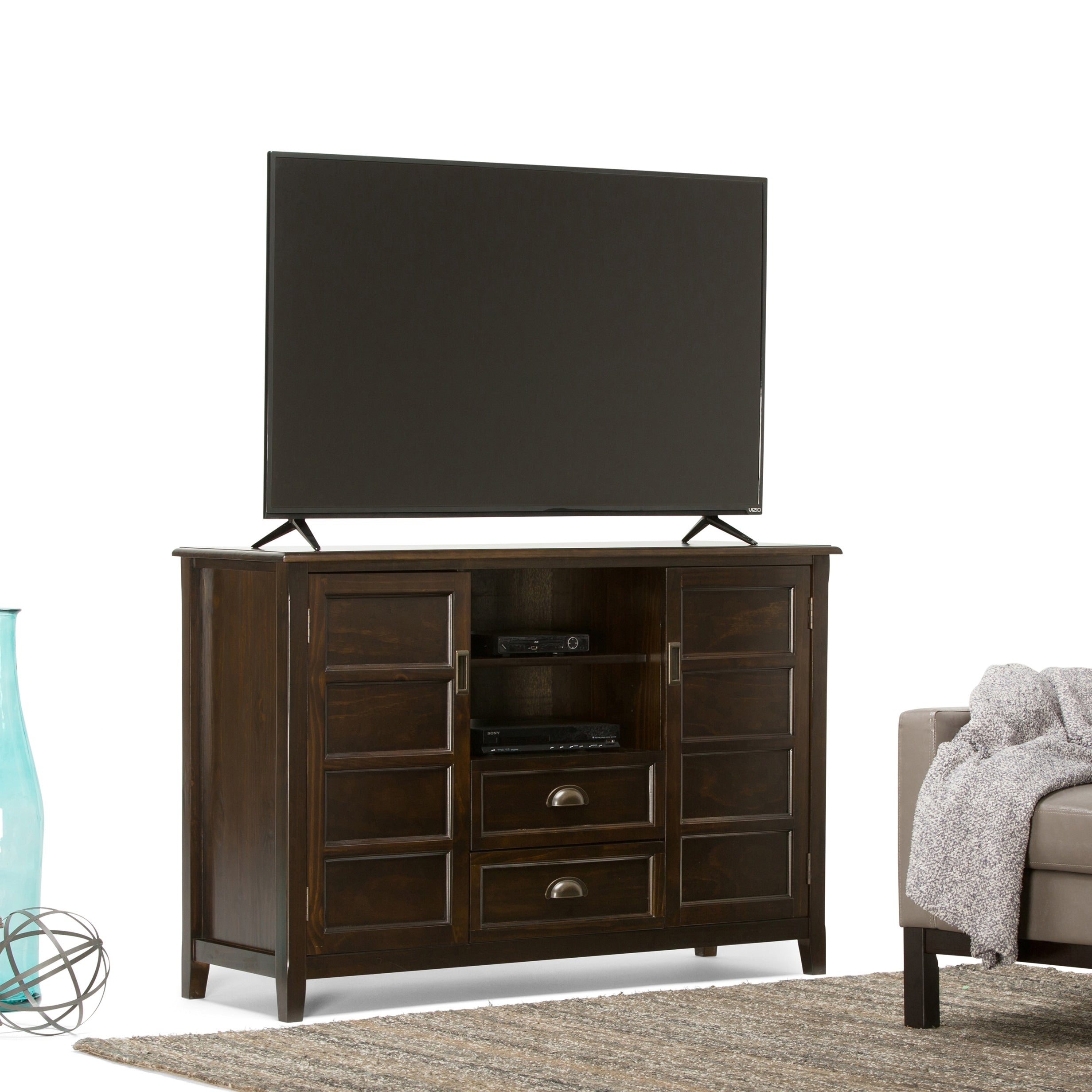 Wyndenhall Portland Collection Espresso Brown Tall Tv Stand For Tvs Up To 60 Inches