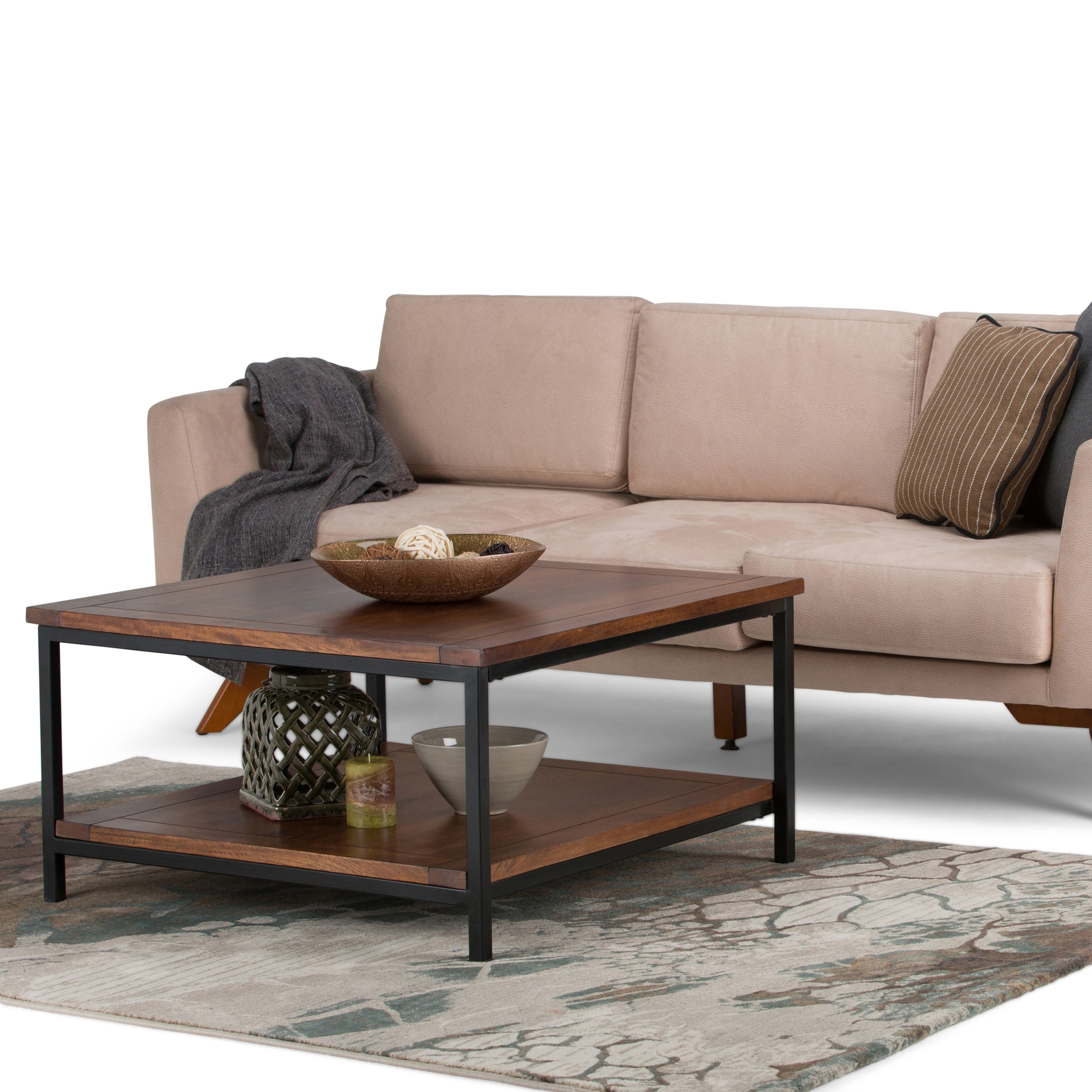 Wyndenhall Rhonda Square Coffee Table In Dark Cognac Brown