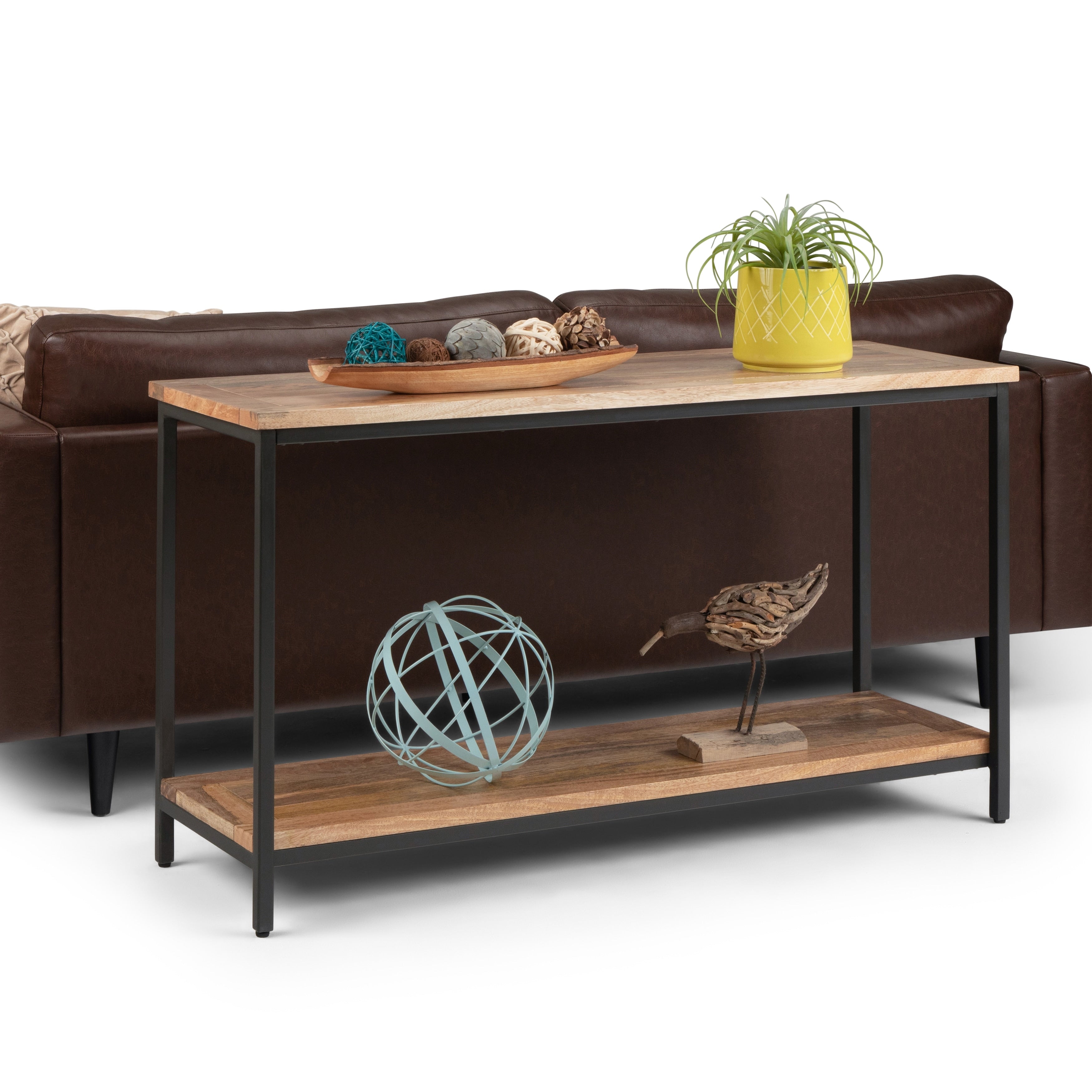 Wyndenhall Rhonda Console Sofa Table In Dark Cognac Brown
