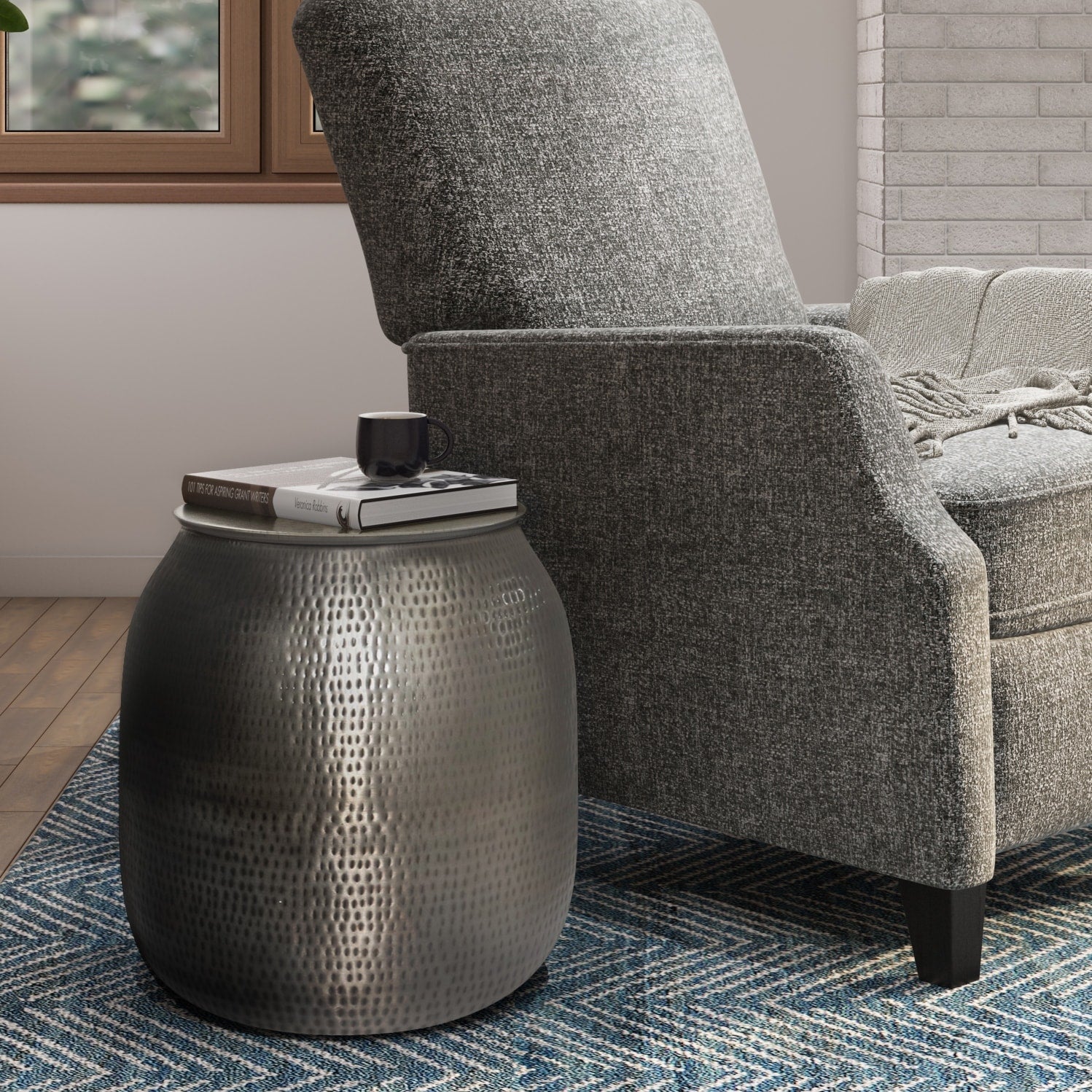 Wyndenhall Riva Metal Storage Accent Side End Table In Antique Copper