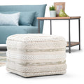 Silva Contemporary Square Pouf In Natural Handloom Woven Pattern
