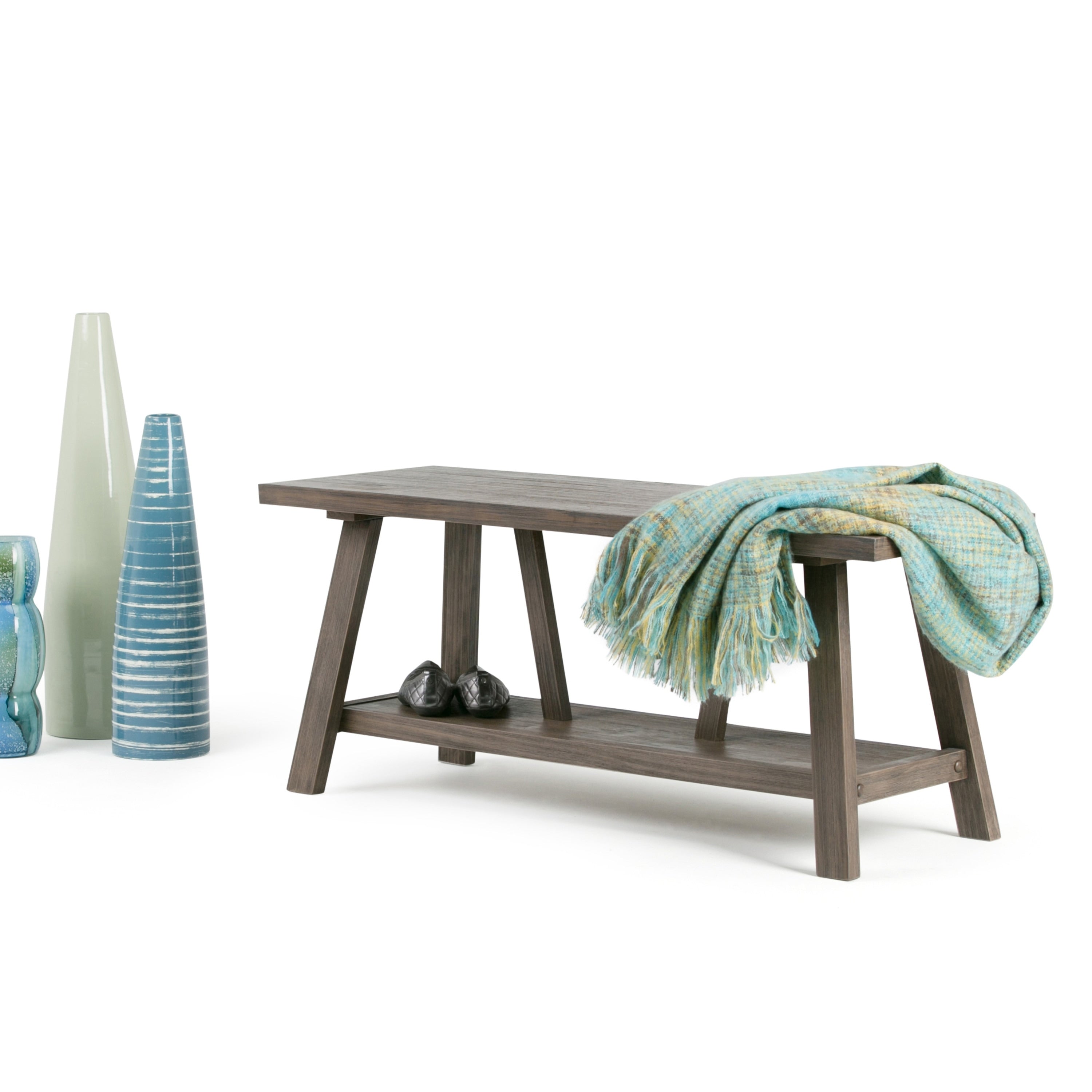 Wyndenhall Stewart Sawhorse Solid Wood Entryway Bench
