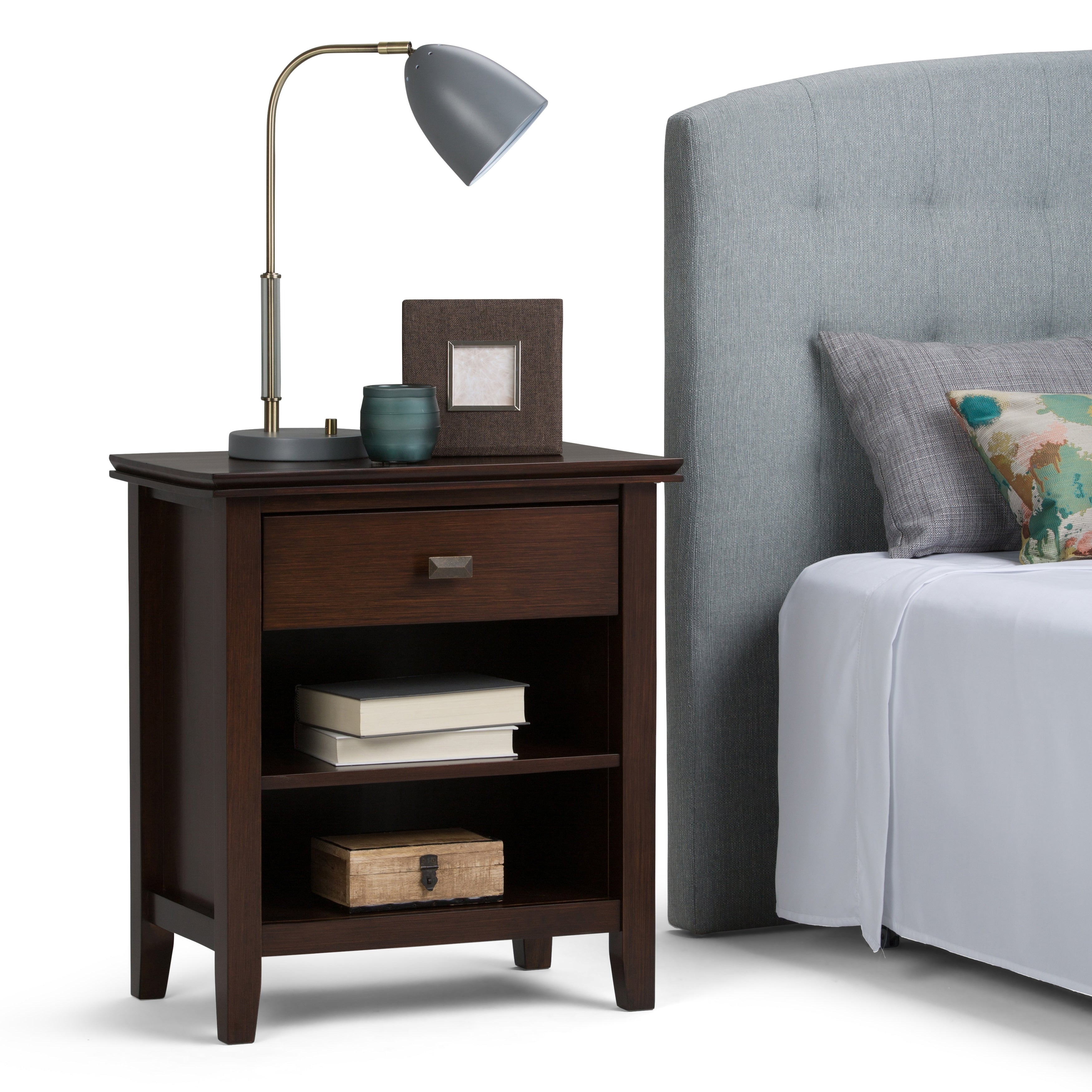 Wyndenhall Stratford Solid Wood 24 Inch Wide Contemporary Bedside Nightstand Table