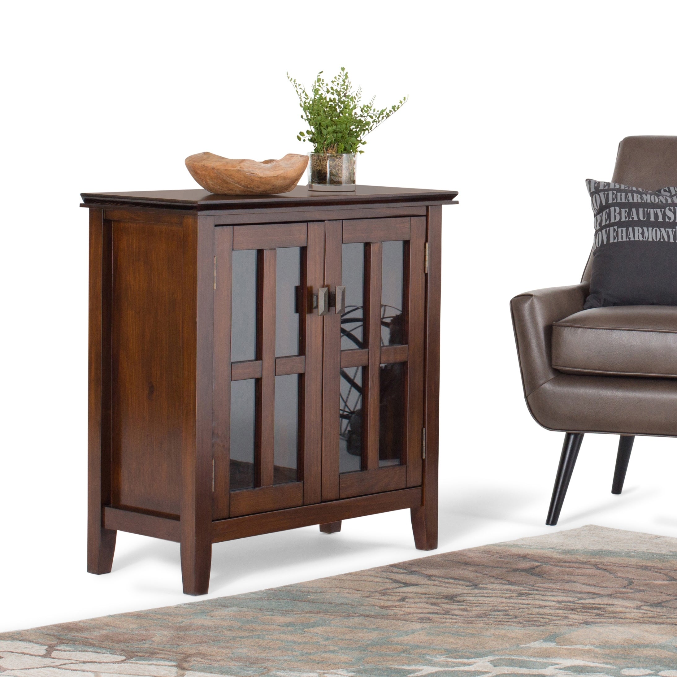 Wyndenhall Stratford Medium Auburn Brown Low Storage Cabinet
