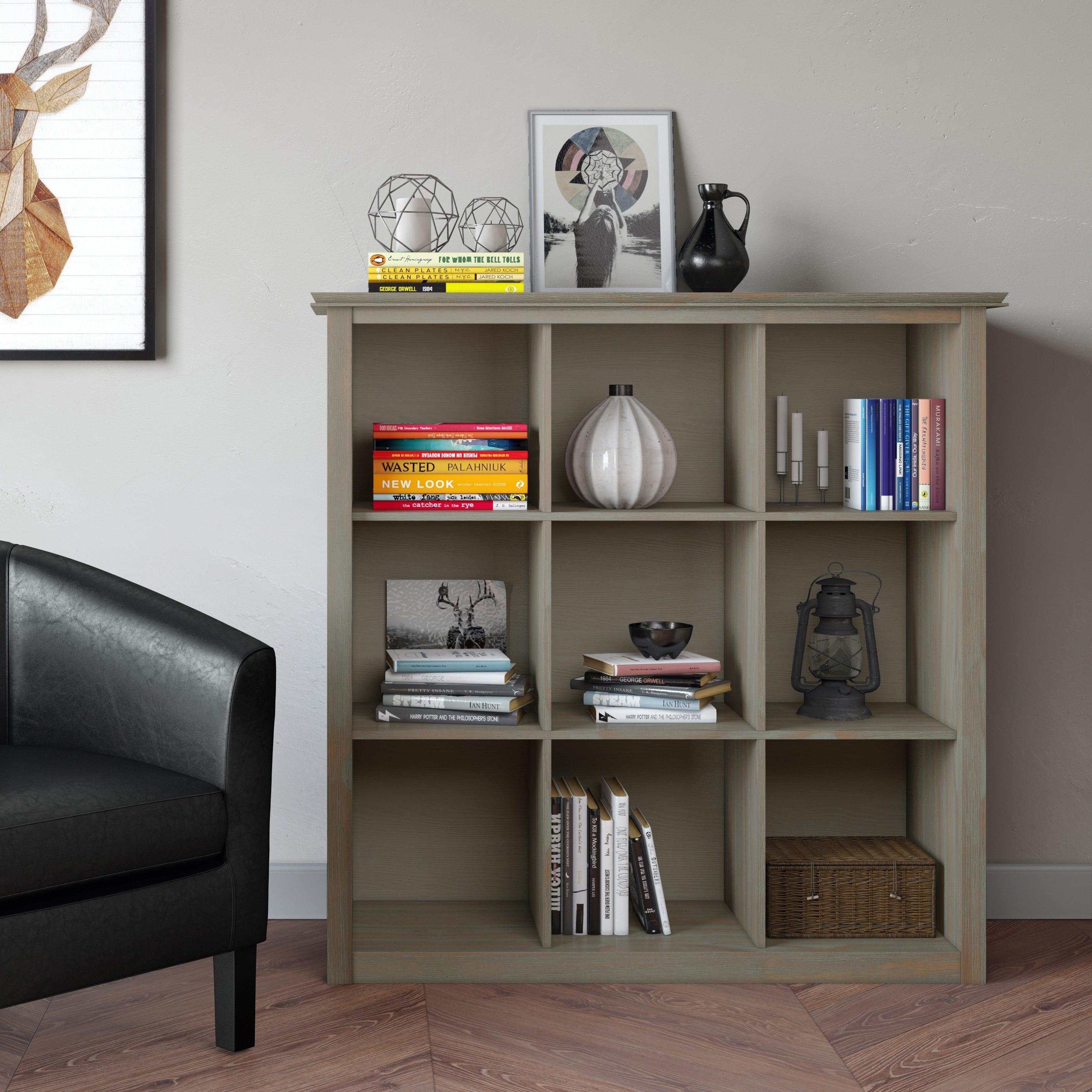 Wyndenhall Stratford Auburn Brown 9 Cube Bookcase Storage Unit