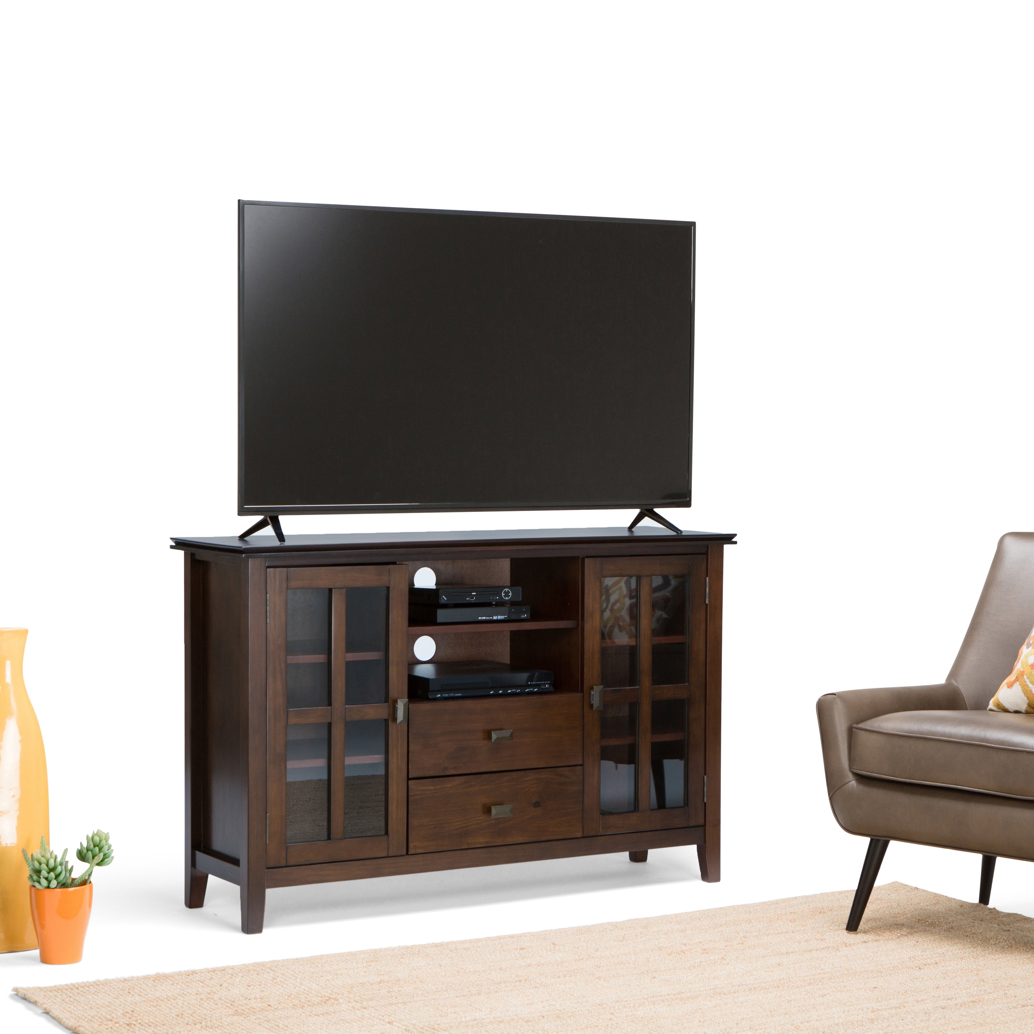 Wyndenhall Stratford Solid Wood 53 Inch Wide Contemporary Tall Tv Media Stand Tvs Up To 55 Inches