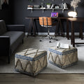 The Curated Nomad Holladay Square Pouf In Grey Natural Handloom Woven Pattern